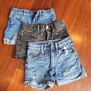Old Navy Girls Denim & Washed Shorts Trio - Blue and Black